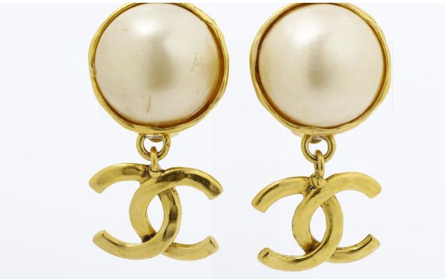 1994 CC faux-pearl clip-on earrings